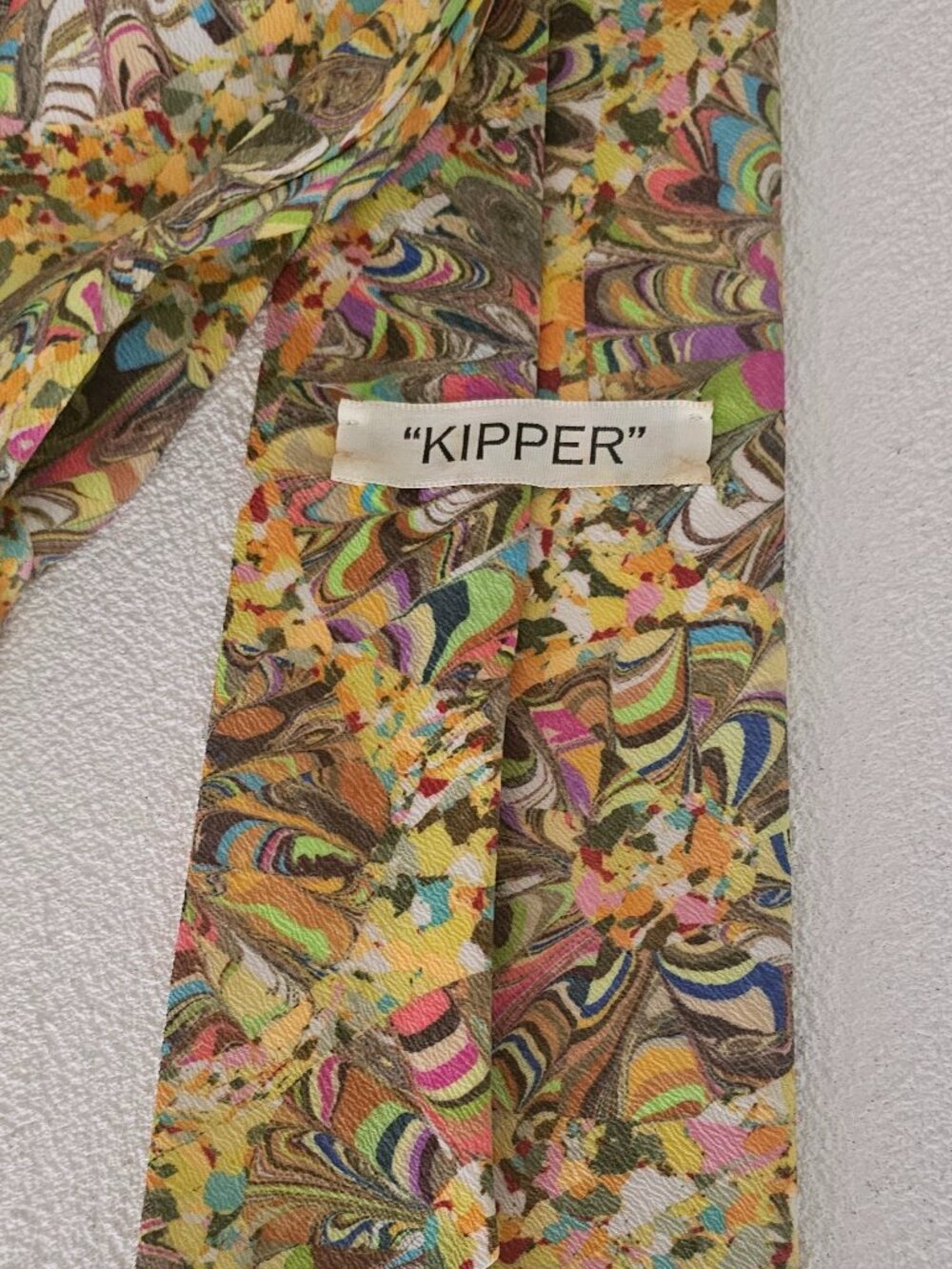 Vintage Kipper Tie Men Extra Wide Multicolor 70s Funky Retro - 54 x 4 - Davidson